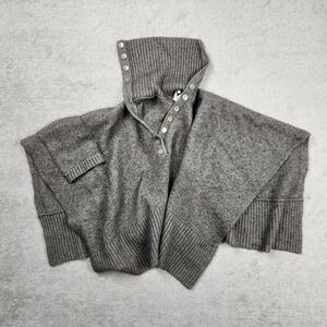 Oonagh Pullover Pancho Sweater Button Neck Gray Womens Size XS/Small